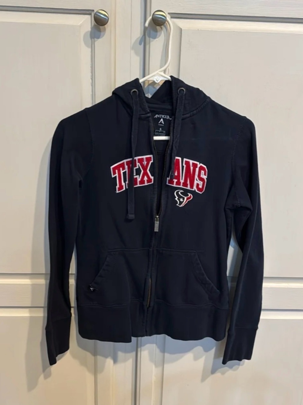 Texans Navy Zip Up Hoodie Woman Size Small Embroidery Quality